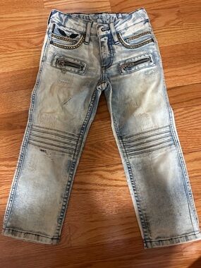 Robin's Jean Light Blue Washed Kids Straight Jeans with Zip Details